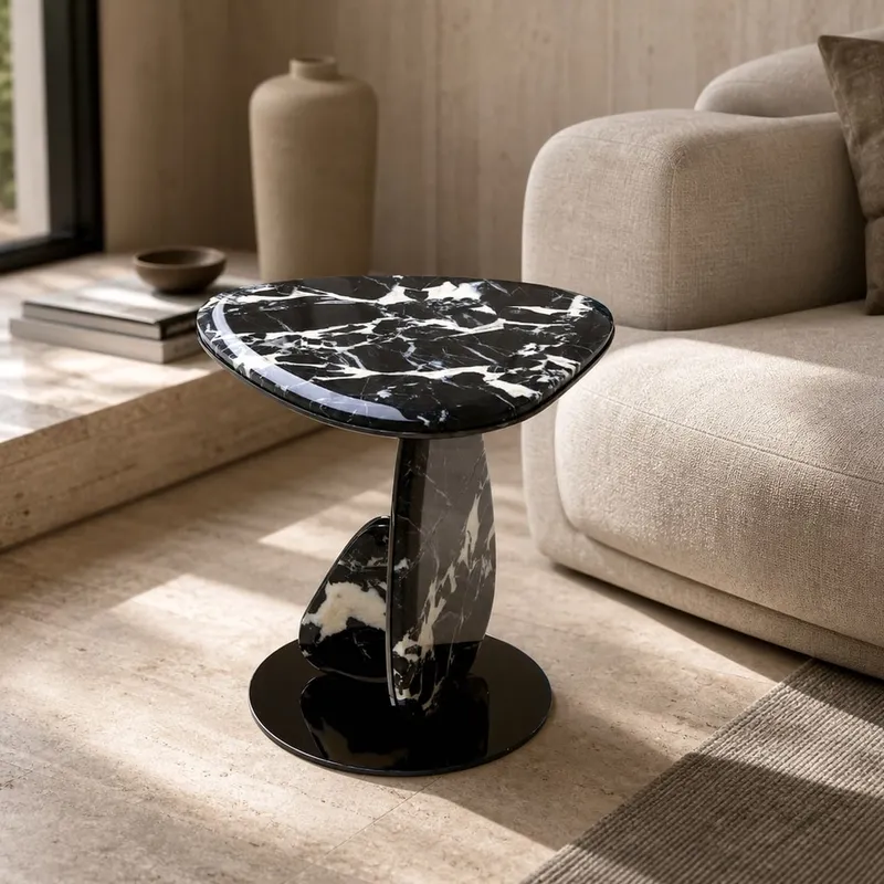 Black Marble Side Table