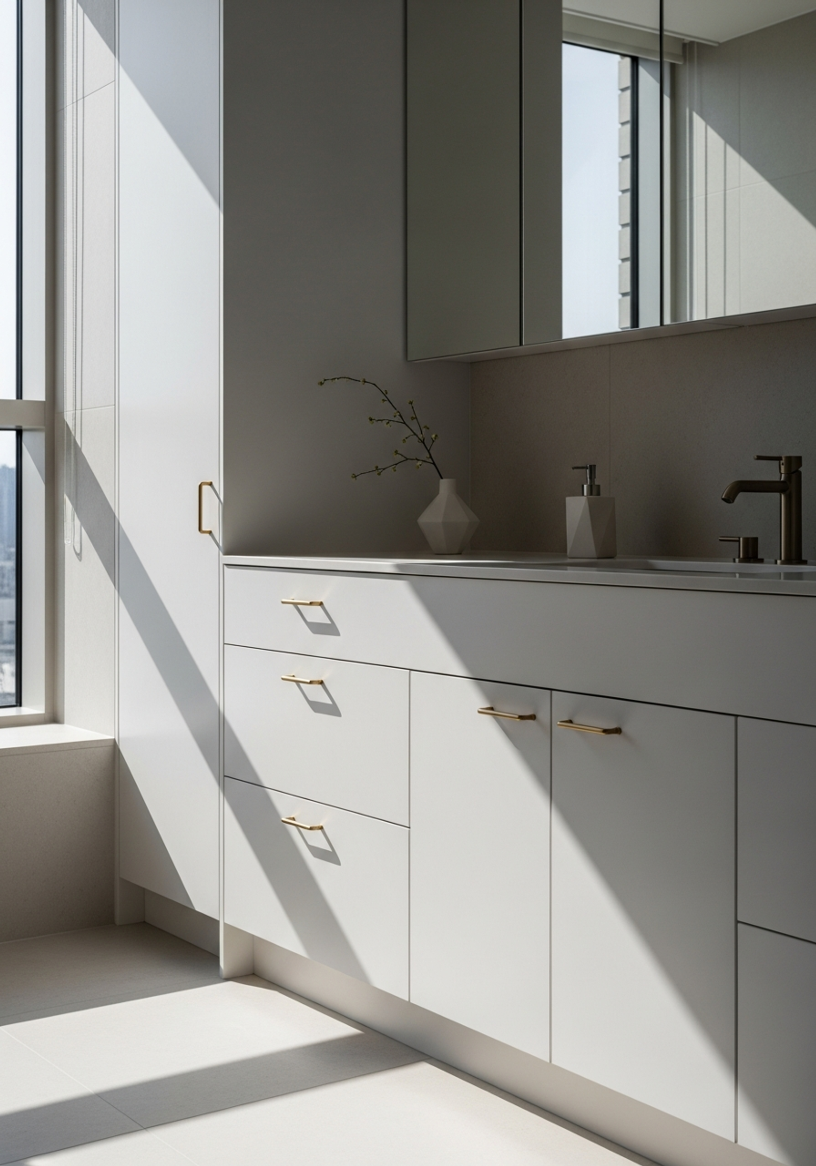 Fadior Seoul Gangnam Apartment — bathroom vanity with premium material integration