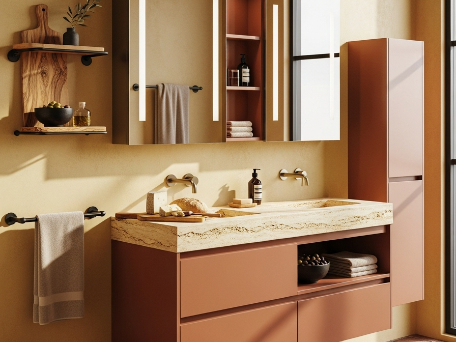 Fadior Acqua Vanity Suite — 304 stainless steel bath and vanity system, front view