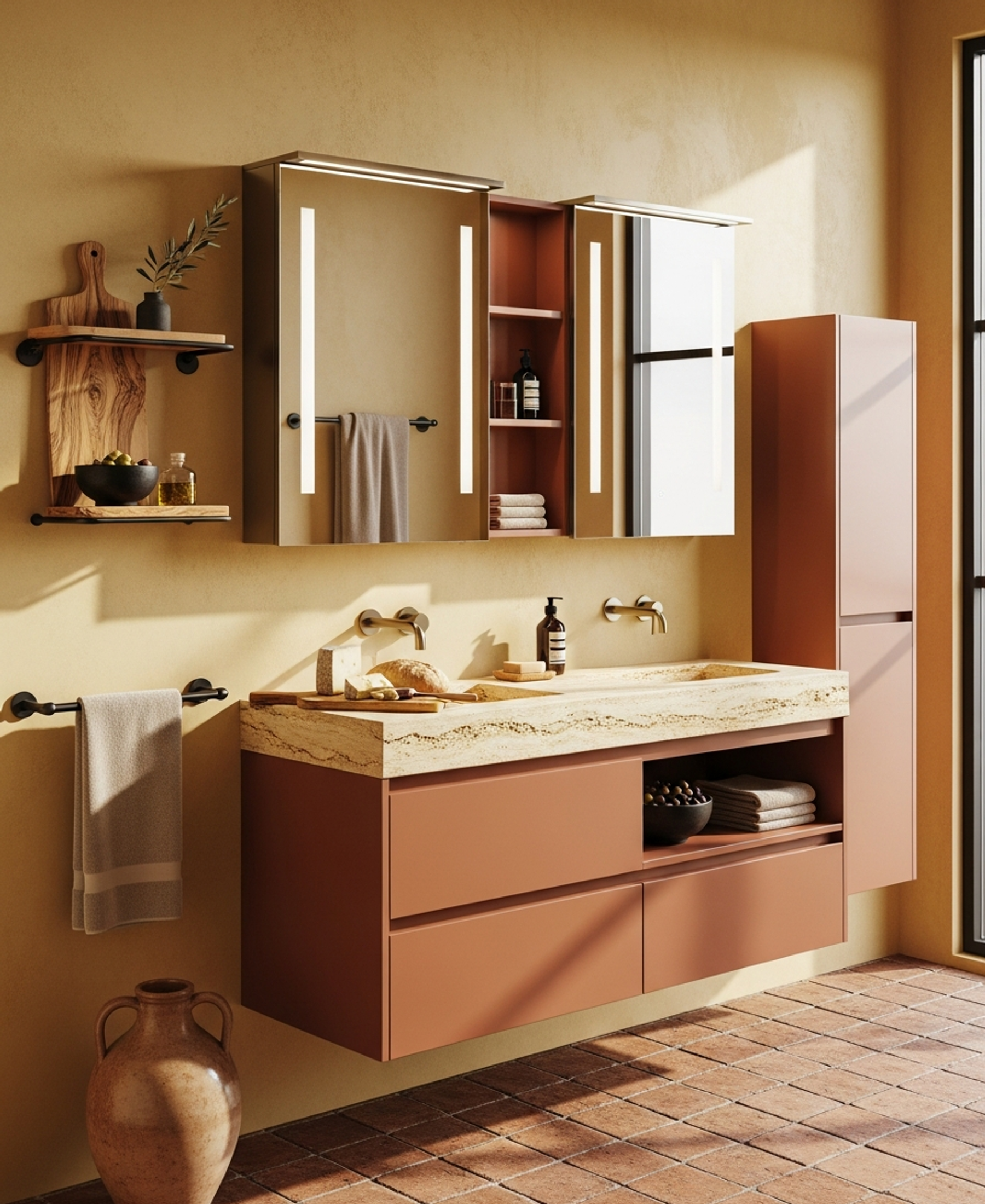Fadior Acqua Vanity Suite — 304 stainless steel bath and vanity system, front view