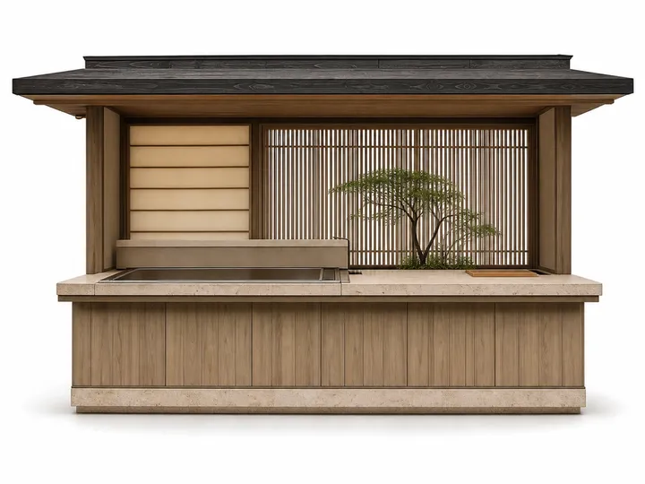 Fadior Vantage Outdoor Kitchen Suite with Jade Courtyard Teppanyaki Bar — 304 stainless steel outdoor kitchen system,