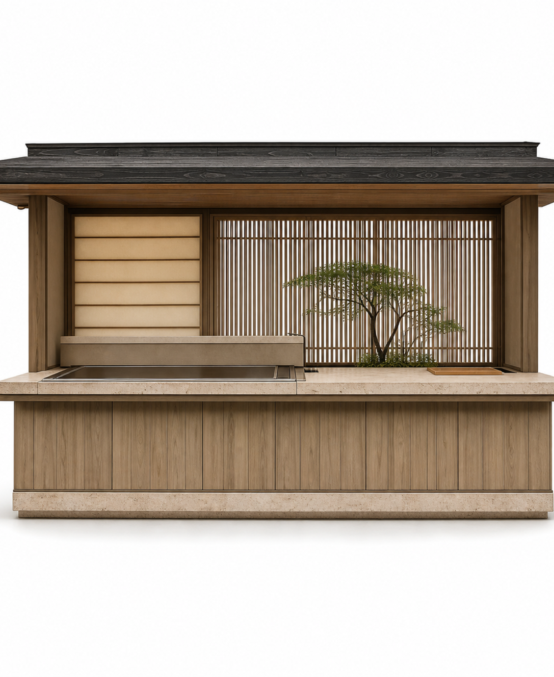 Fadior Vantage Outdoor Kitchen Suite with Jade Courtyard Teppanyaki Bar — 304 stainless steel outdoor kitchen system,