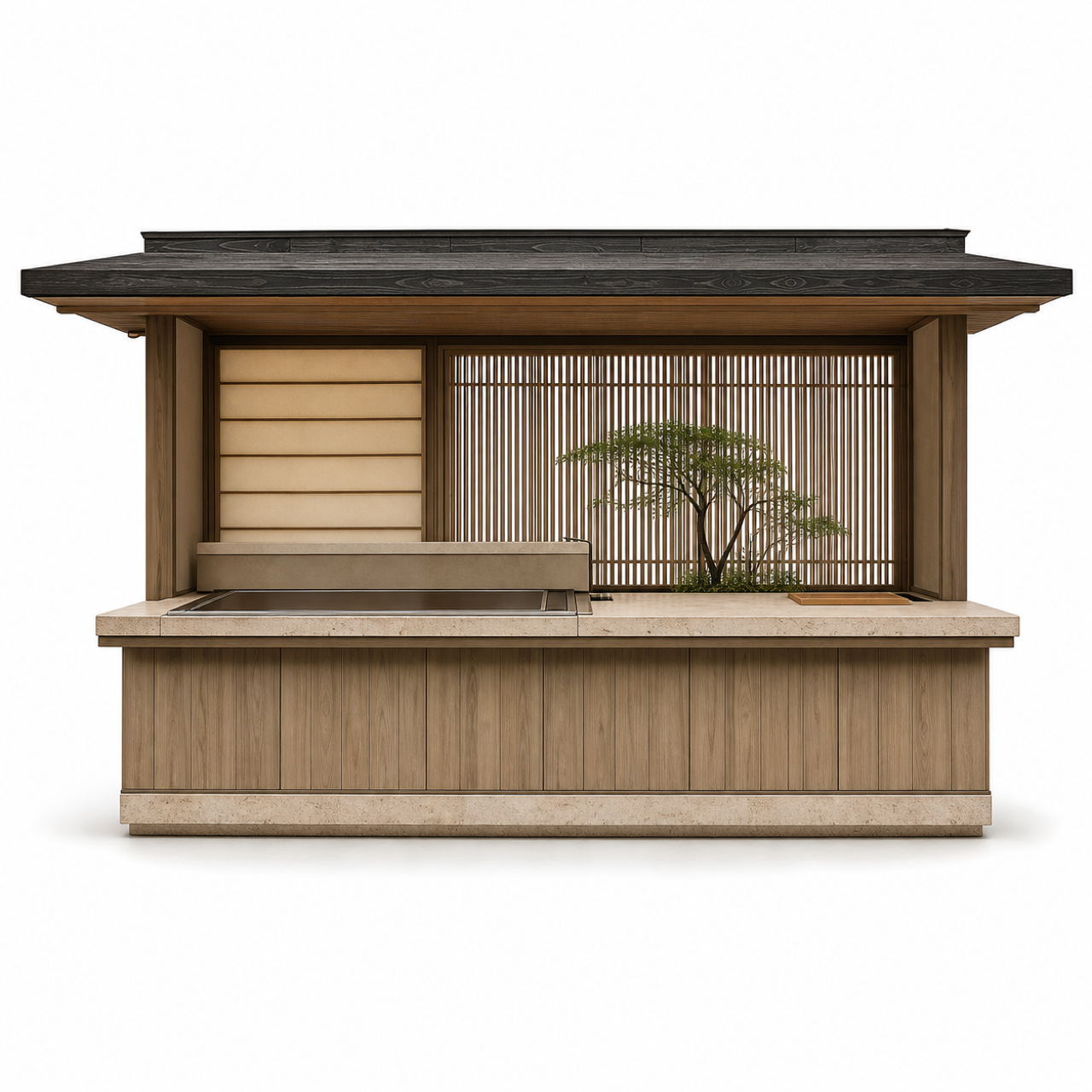 Fadior Vantage Outdoor Kitchen Suite with Jade Courtyard Teppanyaki Bar — 304 stainless steel outdoor kitchen system,