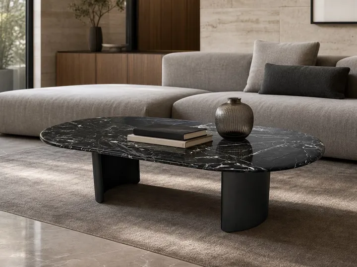 Mesa de centro ovalada de mármol