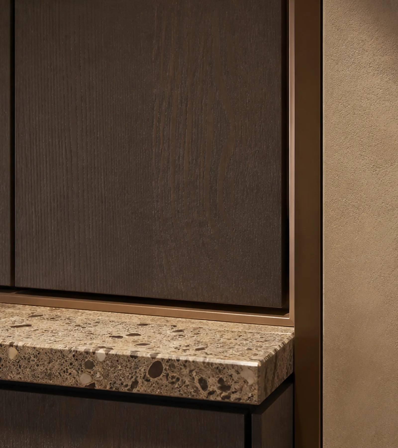Fadior Continuum Kitchen with Threshold Plane Assembly — close-up of stainless steel finish and hardware detail