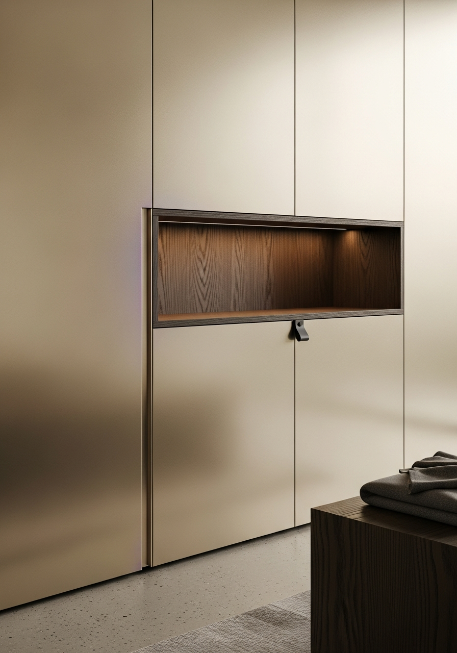 Fadior Brera Wardrobe Suite — close-up of stainless steel finish and hardware detail