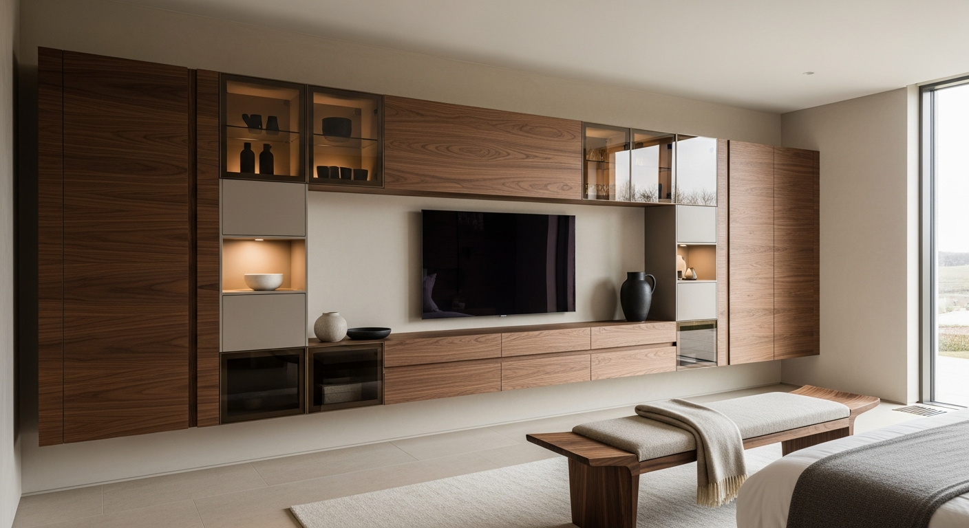 Fadior Essence Media Console — lifestyle setting with natural light and residential styling