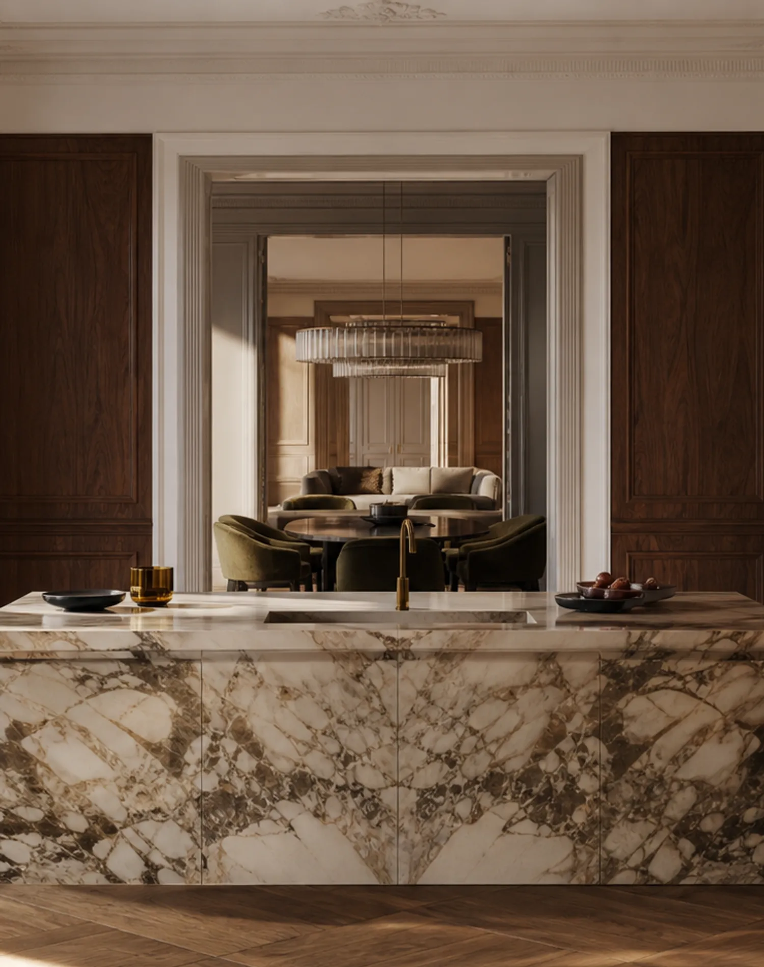 Fadior Meridian Kitchen Suite with Flush Hearth Appliance Run — lifestyle setting with natural light and residential styling