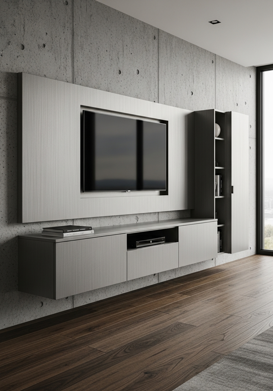 Fadior Essence Media Console — interior room context showing cabinet integration