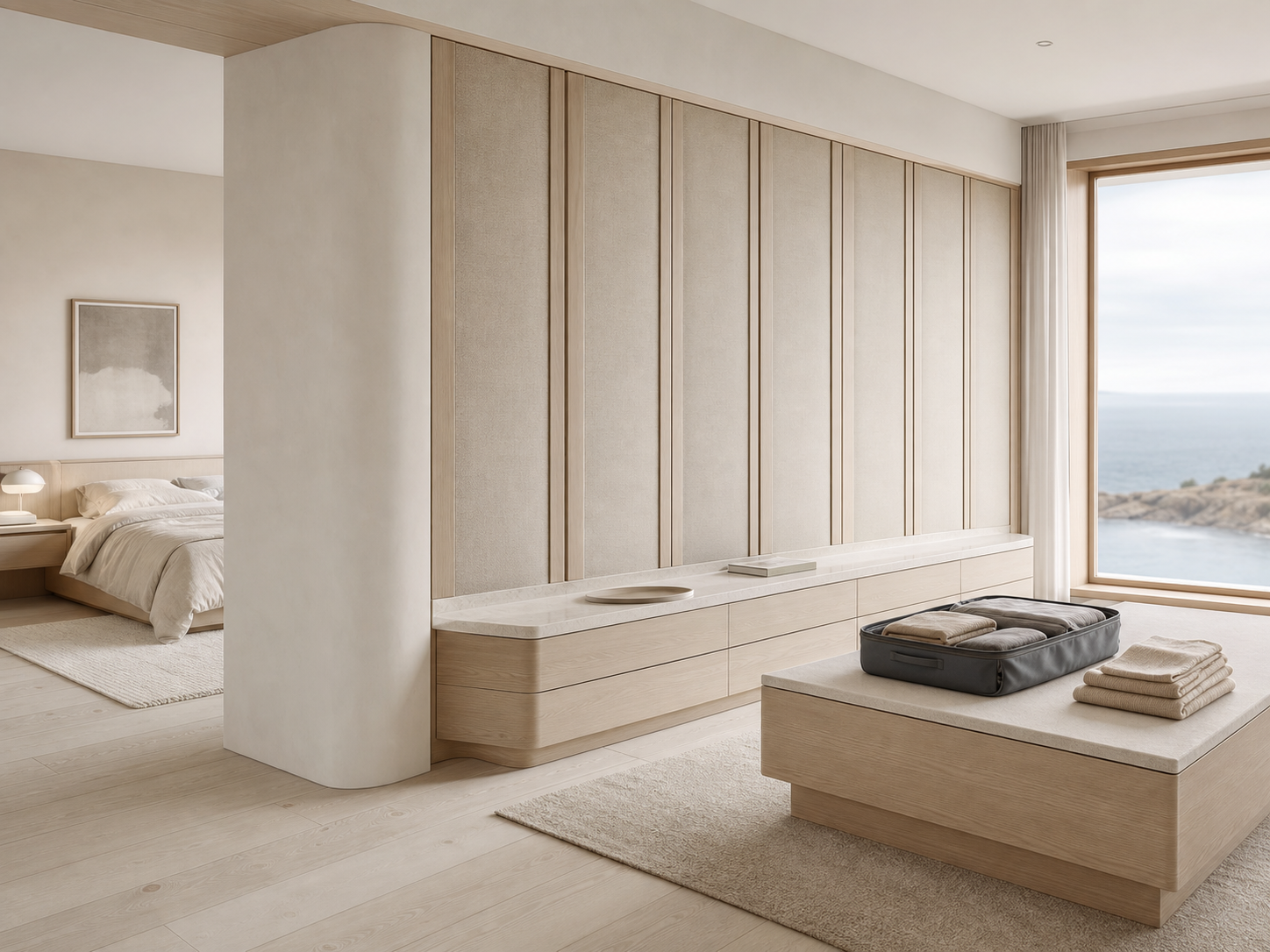 Fadior Voyage Wardrobe Suite with Quartz Valet Packing Gallery — interior room context showing cabinet integration