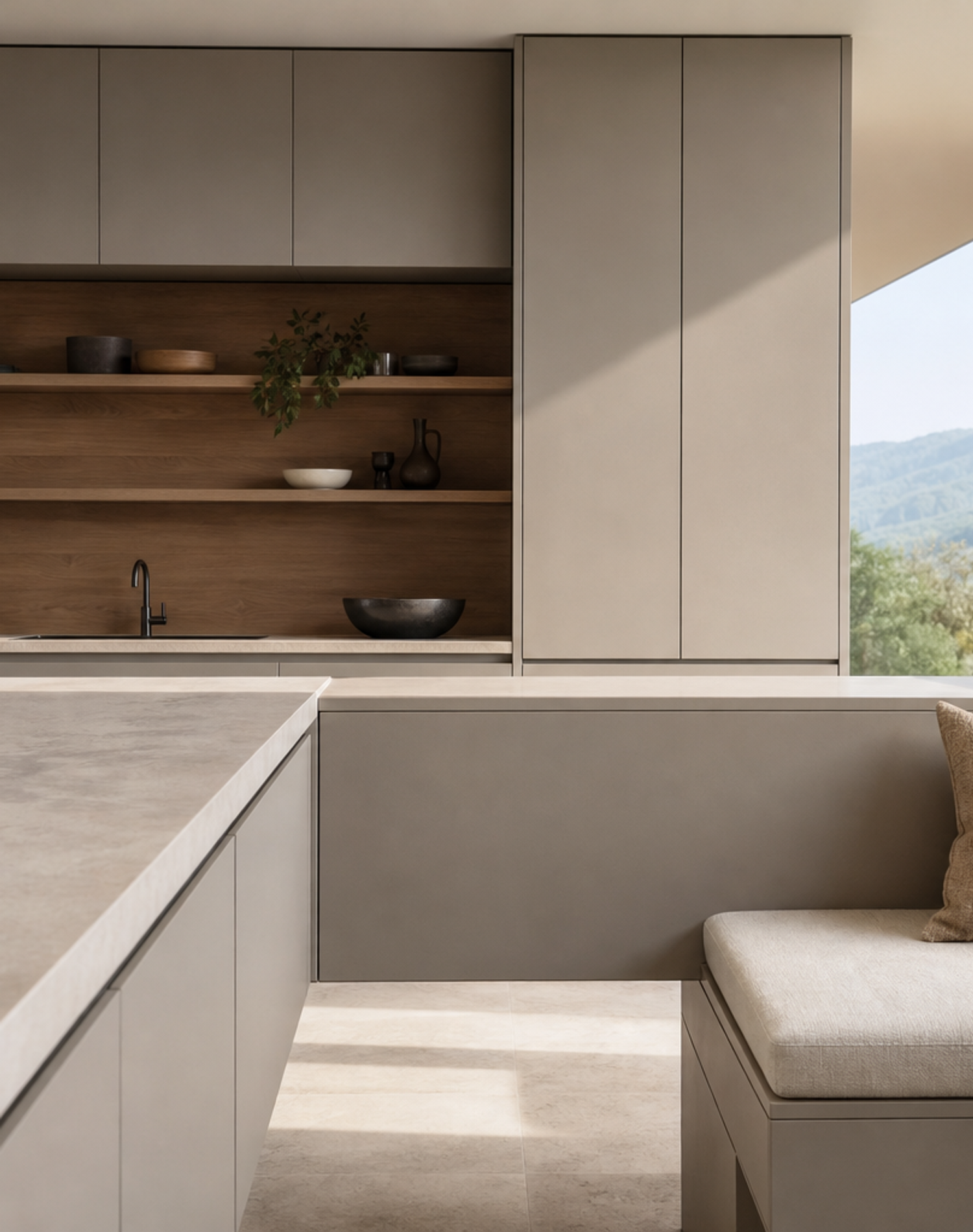 Fadior Pavilion Kitchen Suite with Panel-Less Service Threshold — lifestyle setting with natural light and residential