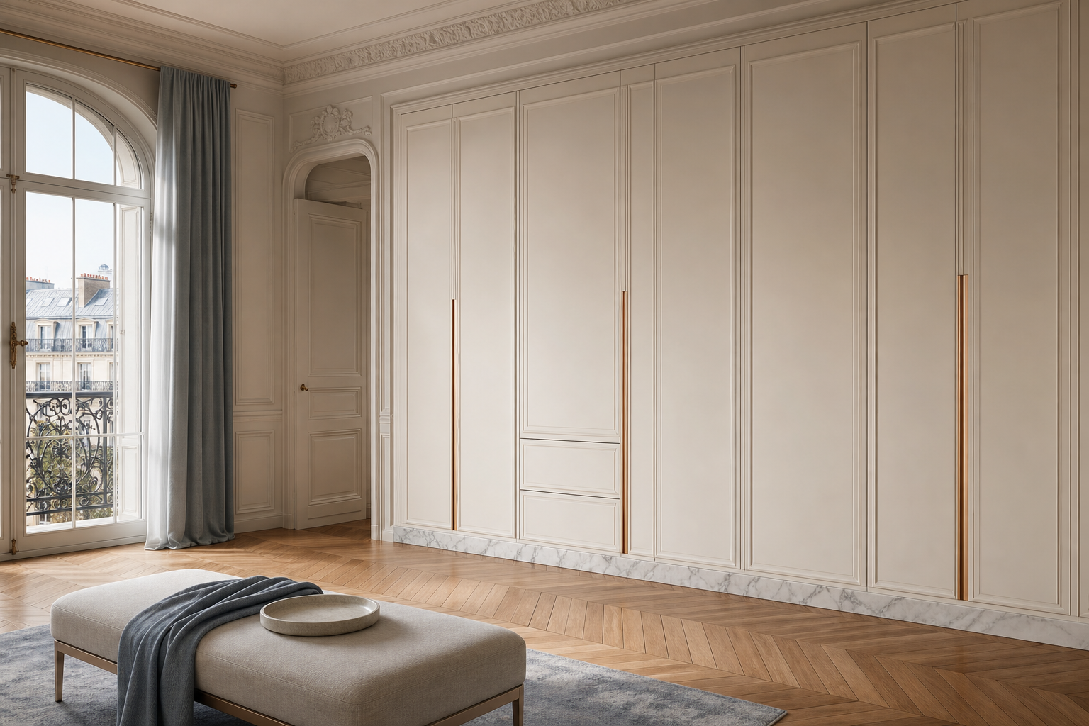 Fadior Onyx Wardrobe Suite with Silent Care Appliance Bay — lifestyle setting with natural light and residential styling