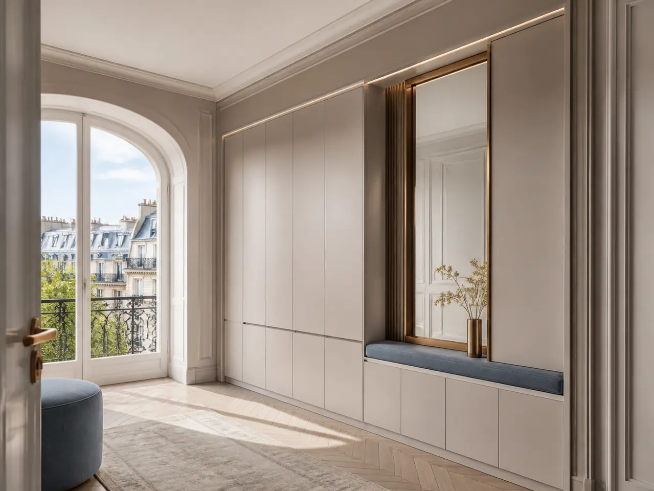 Fadior Savile Entryway Suite with Quiet Route Arrival Spine — 304 stainless steel entryway system, front view