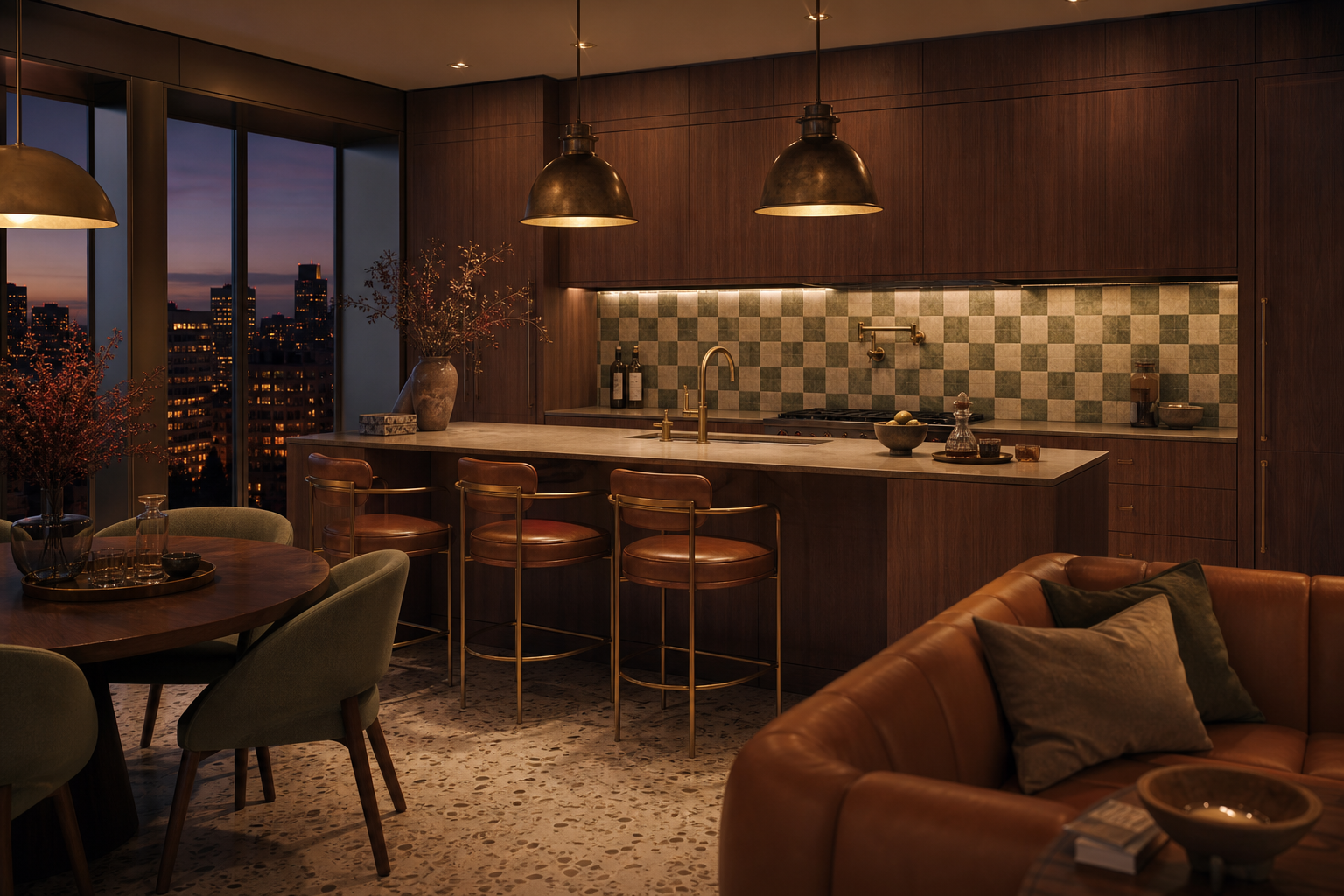 Fadior Meridian Kitchen Suite with Architectural Faucet Island Axis — lifestyle setting with natural light and residential