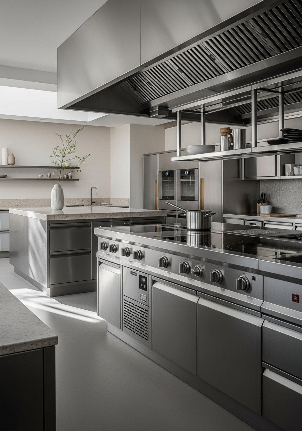 Fadior Paris Michelin-Star Commercial Kitchen — 304 stainless steel kitchen system, architectural view