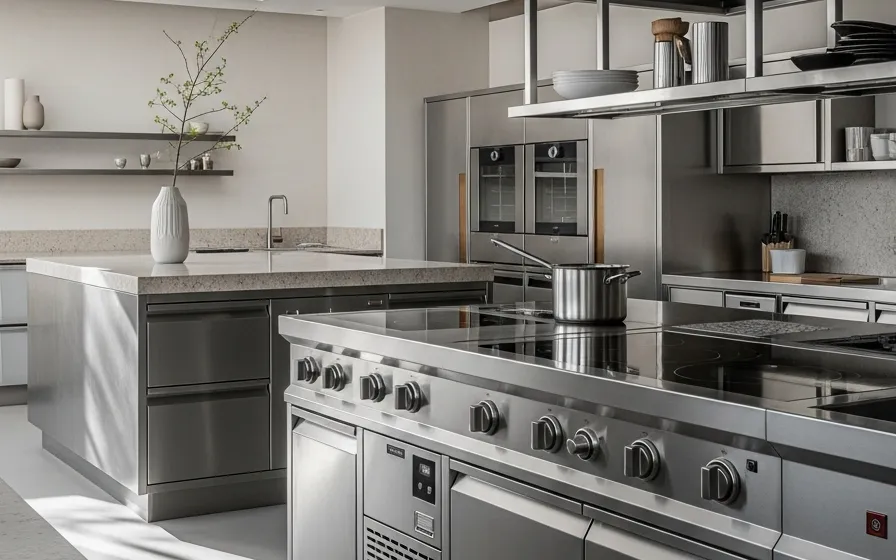 Cocina Comercial con Estrella Michelin en París — proyecto Fadior con mobiliario en acero inoxidable 304