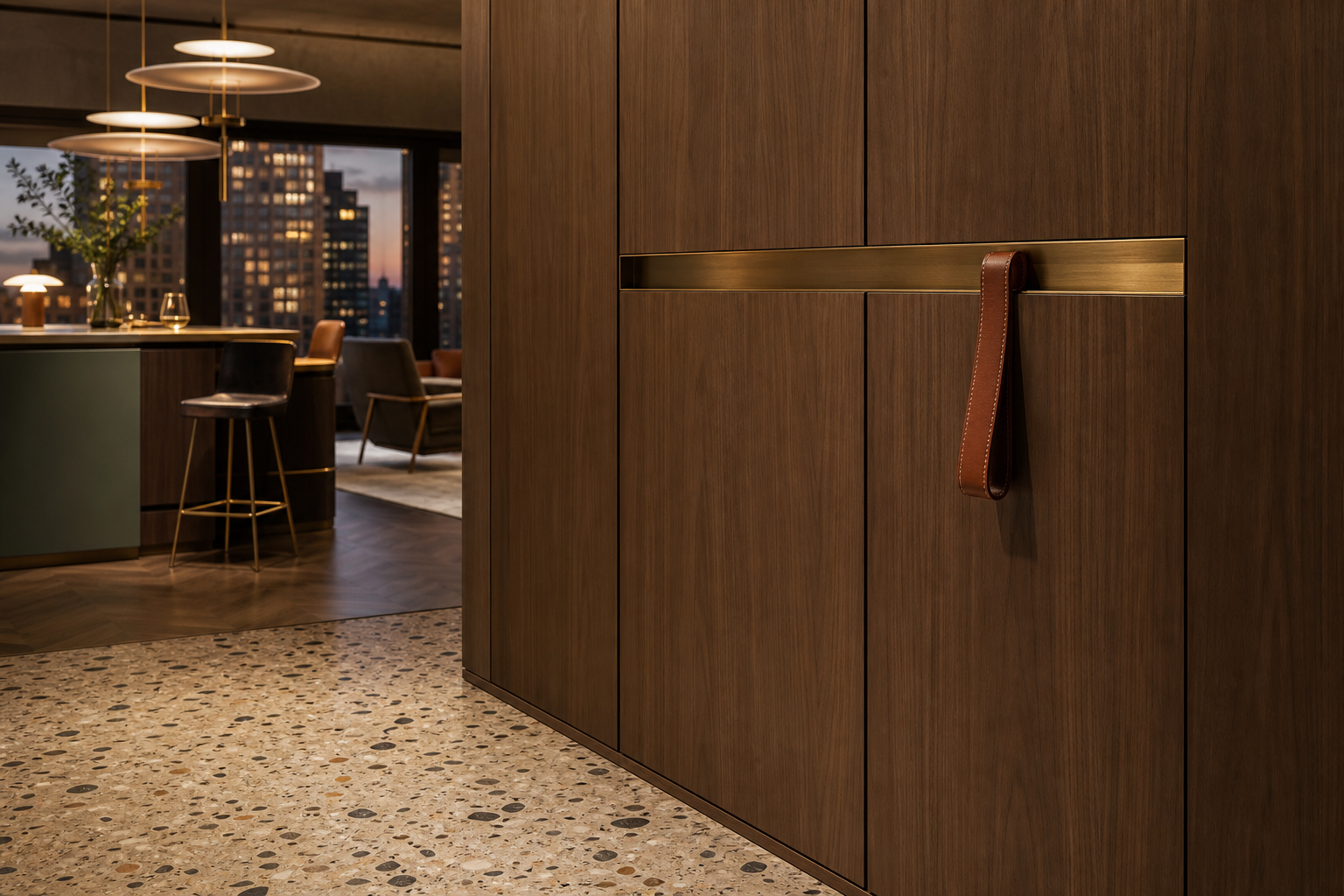 Fadior Resonance Flexible Panel Dressing Wall — close-up of stainless steel finish and hardware detail