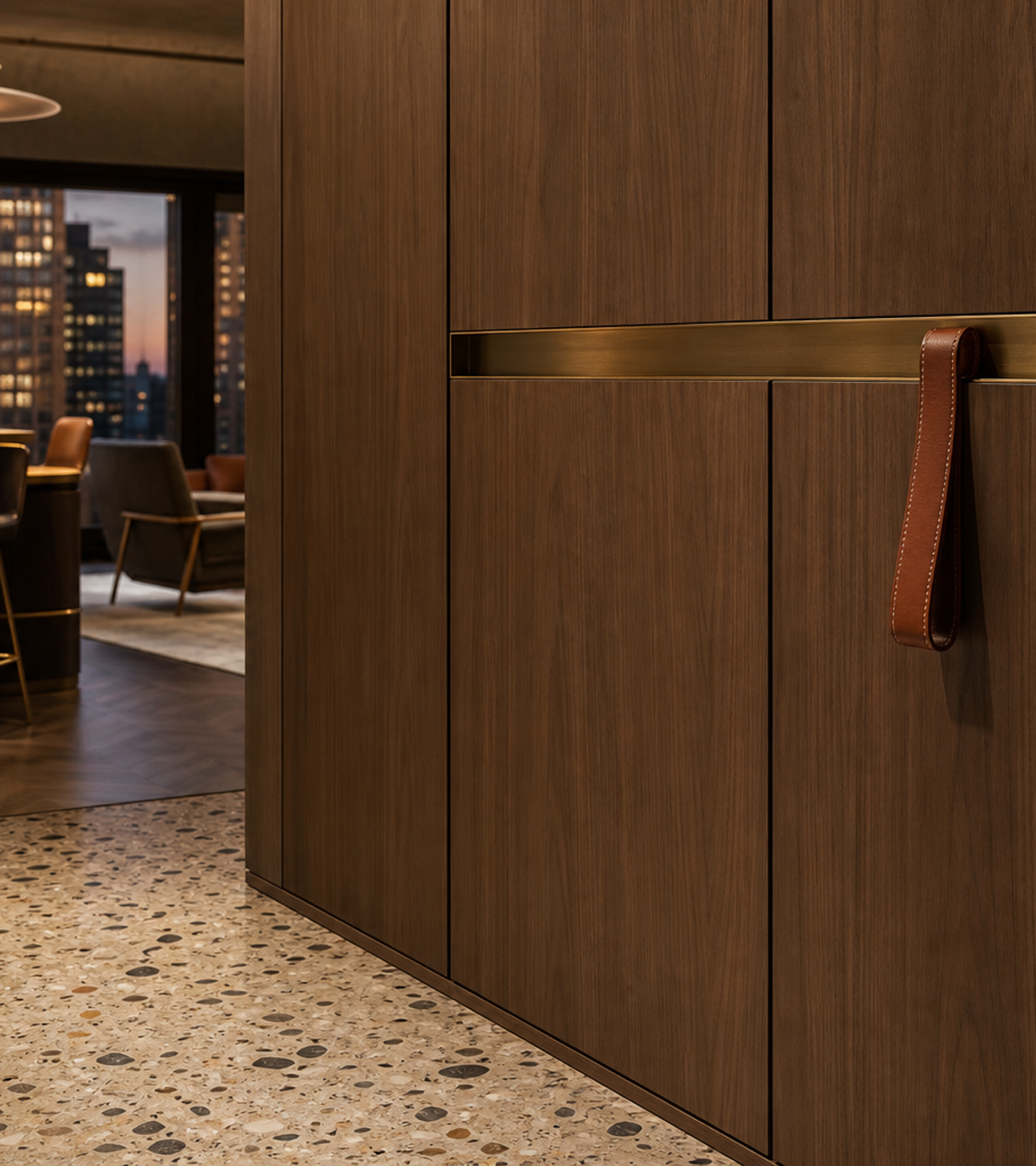Fadior Resonance Flexible Panel Dressing Wall — close-up of stainless steel finish and hardware detail