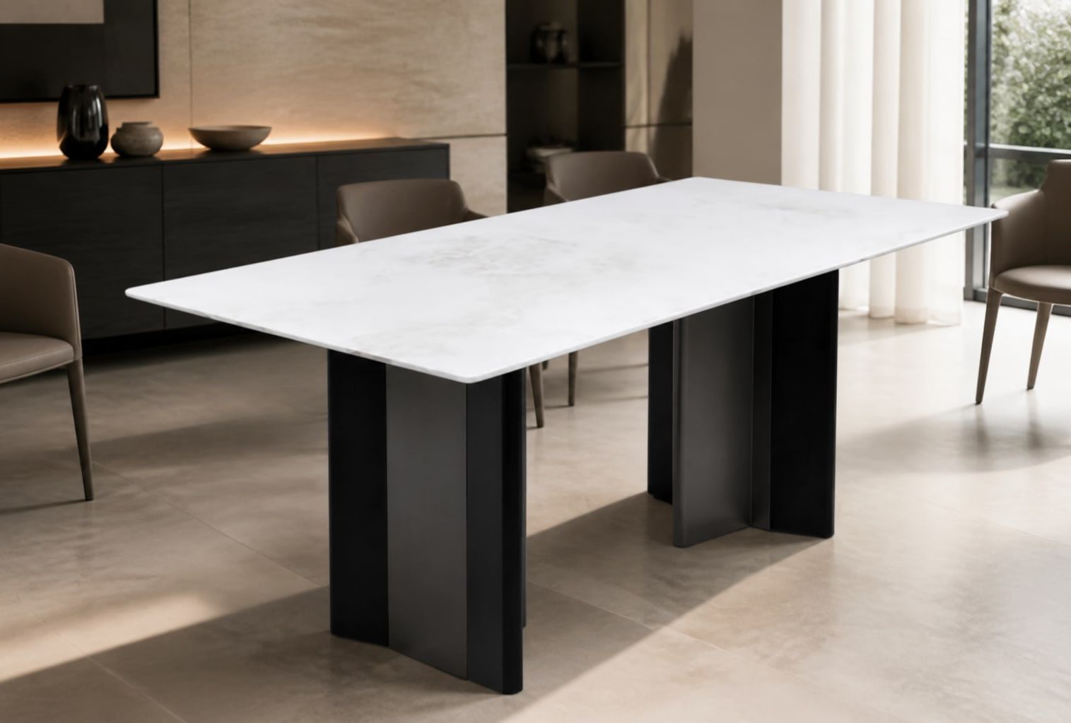 Stone-Top Marble Dining Table 160x80 styled in a FADIOR HOME interior setting