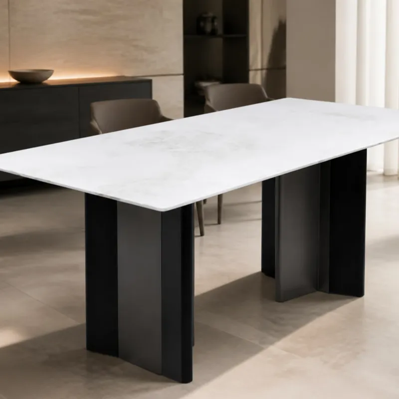 Two-Tone-Cruciform Marble Dining Table 140×80 cm