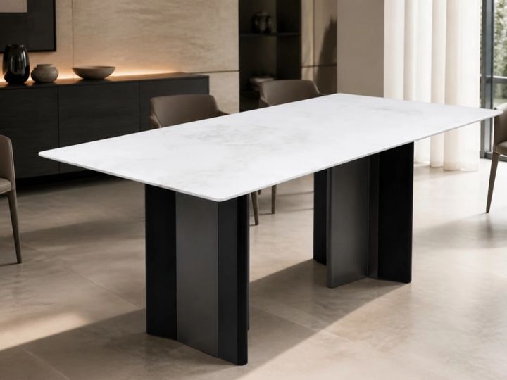 Stone-Top Marble Dining Table 140x80 styled in a FADIOR HOME interior setting