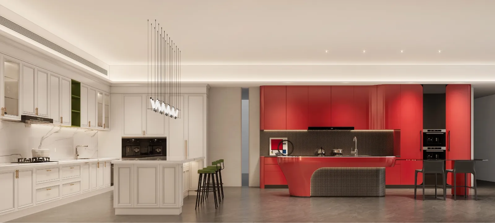 Interior showcase de Sydney con estar por capas y composición de vestidor