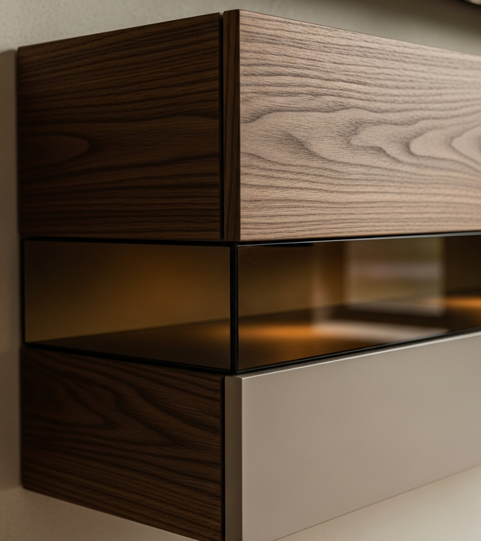 Fadior Essence Media Console — close-up of stainless steel finish and hardware detail
