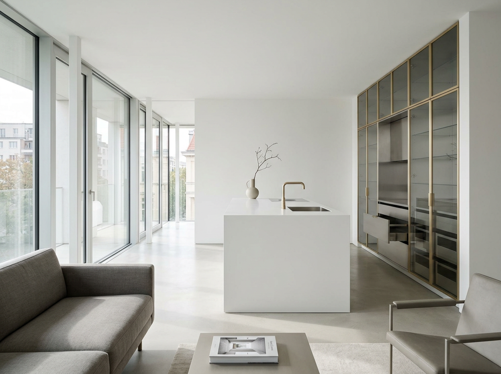 Fadior Berlin Mitte Apartment — open-plan living and kitchen integration