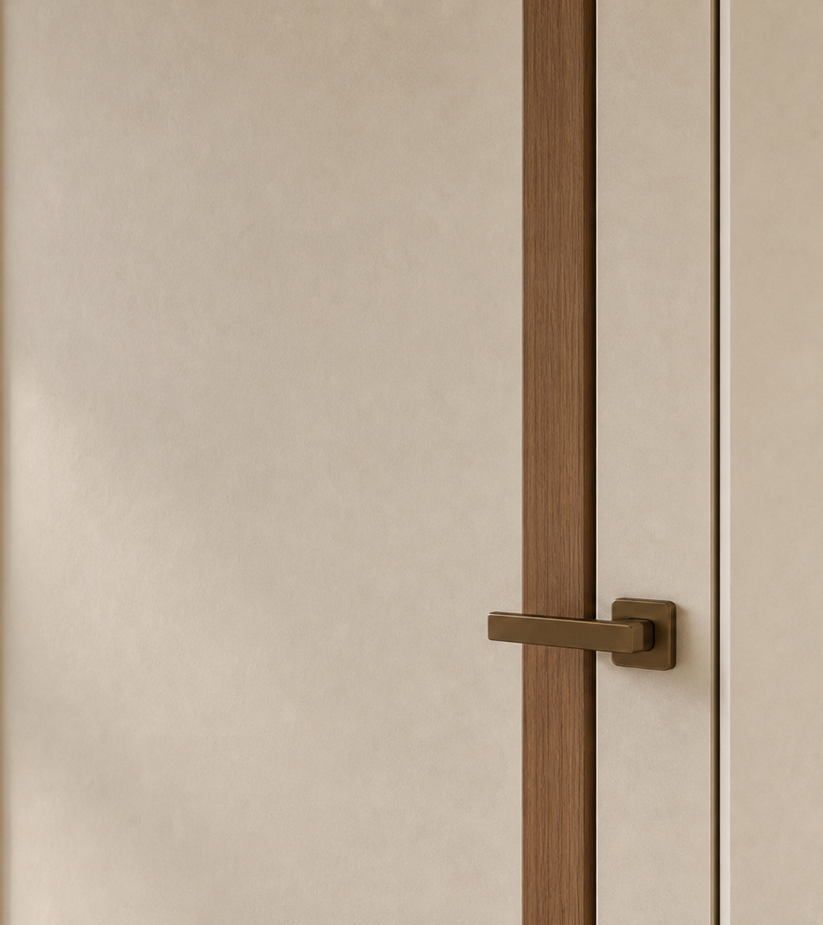 Fadior Alabaster Interior Door Suite with Soft Portal Rhythm — close-up of stainless steel finish and hardware detail