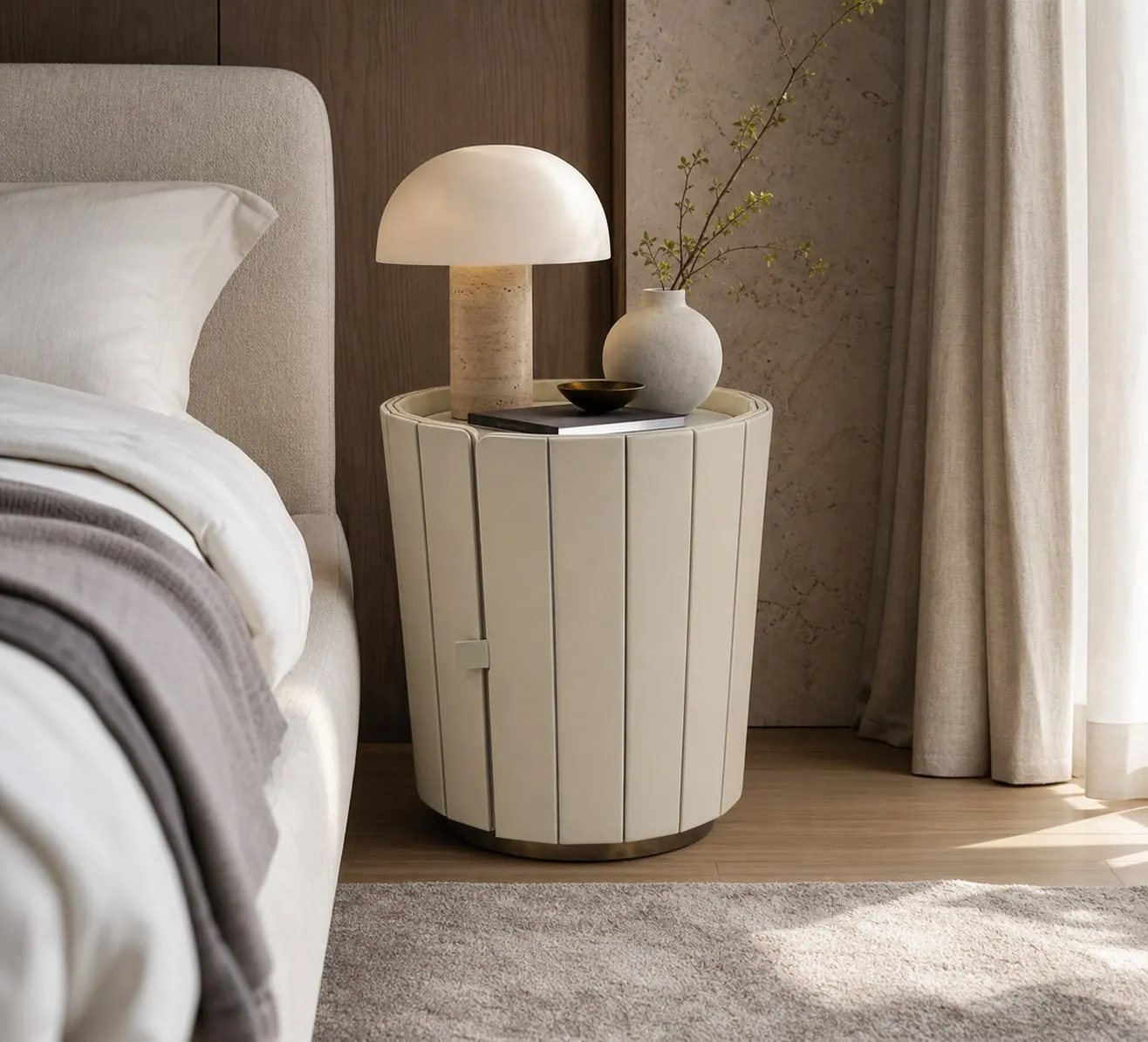Titanium-Finish Stainless Steel Nightstand