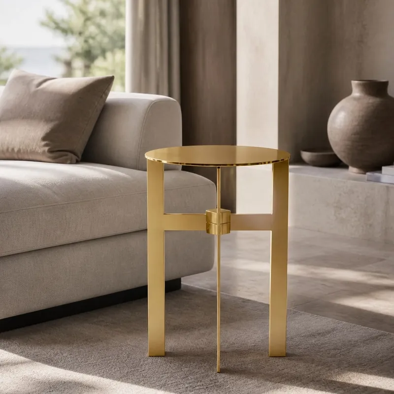 Tripod Mirror Stainless Steel Side Table