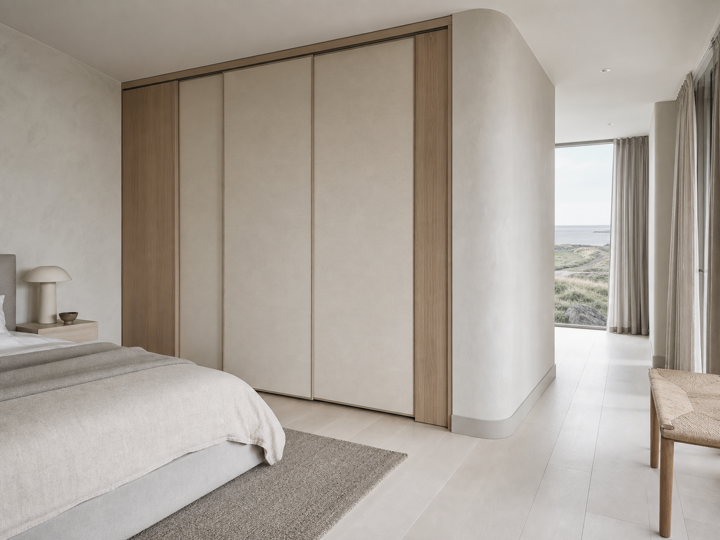 Fadior Elementum Wardrobe Suite with Talc Sliding Wardrobe Portal — interior room context showing cabinet integration