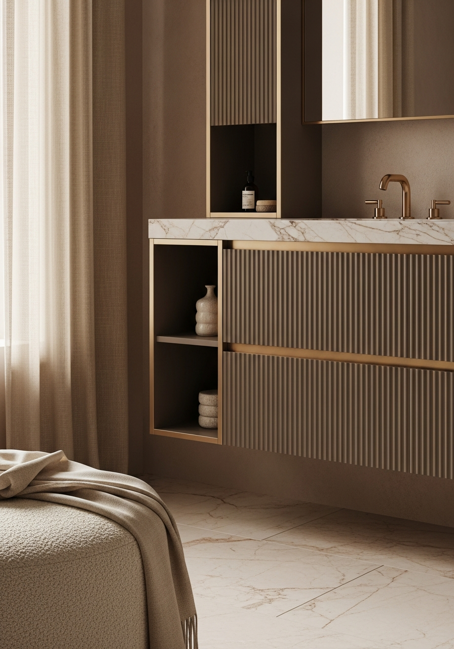 Fadior Acqua Vanity Suite — close-up of stainless steel finish and hardware detail