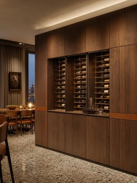 Suite de Armario de Vinos Estuary con Columna de Cata de Acabado en Frío