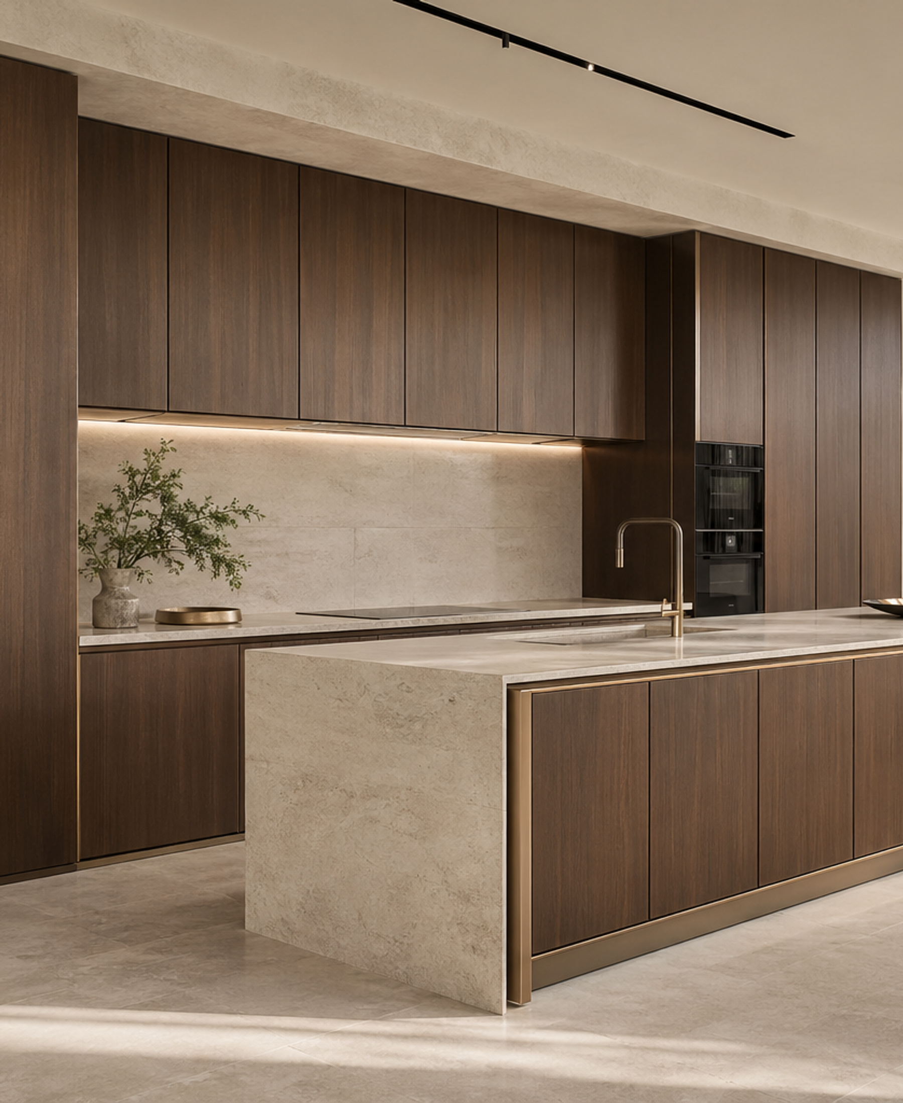 Fadior Continuum Kitchen Suite with Bronze Rift Island Gallery — 304 stainless steel kitchen system, front view