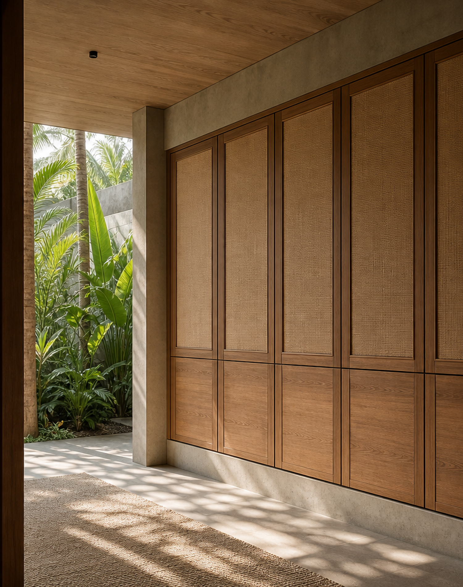 Fadior Voyage Wardrobe Suite with FSC Oak Provenance Wall — interior room context showing cabinet integration