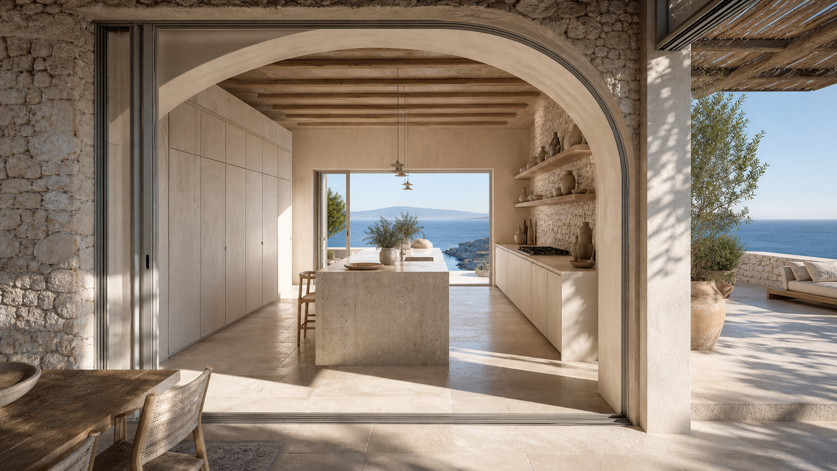 Fadior Meridian Kitchen Suite with Flexible Aluminum Kitchen Wall — interior room context showing cabinet integration