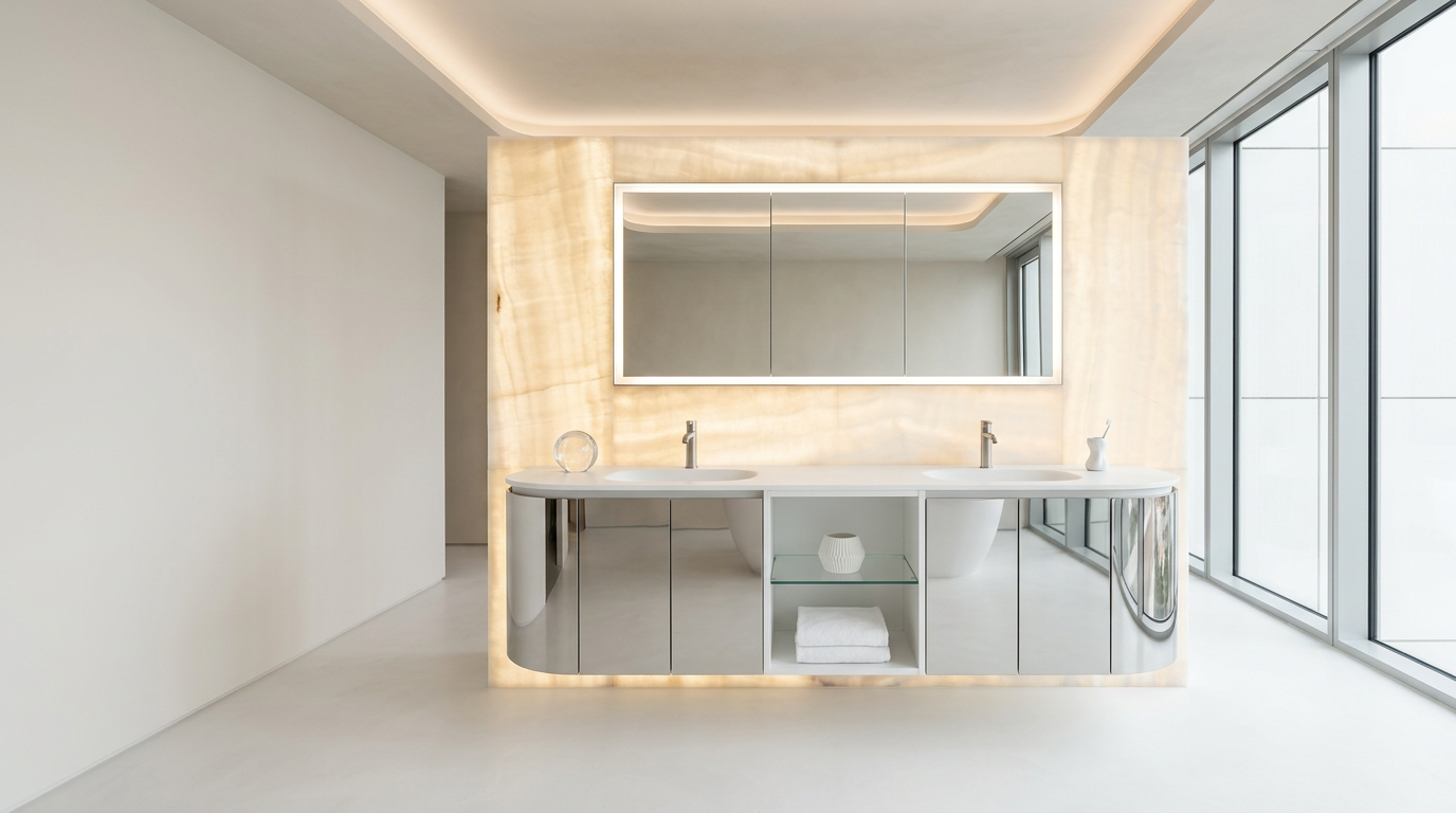 Fadior Acqua Luminous Vanity — lifestyle setting with natural light and residential styling