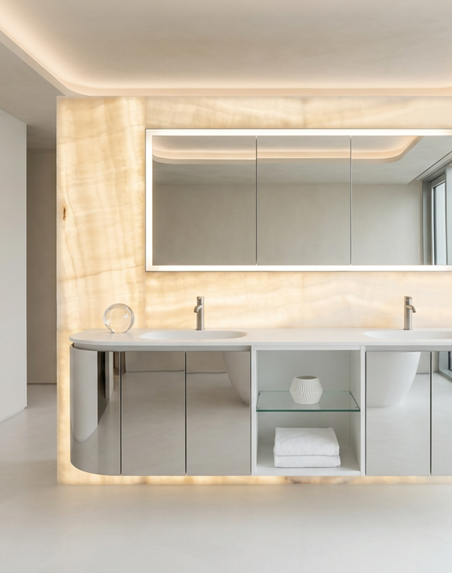 Fadior Acqua Luminous Vanity — lifestyle setting with natural light and residential styling