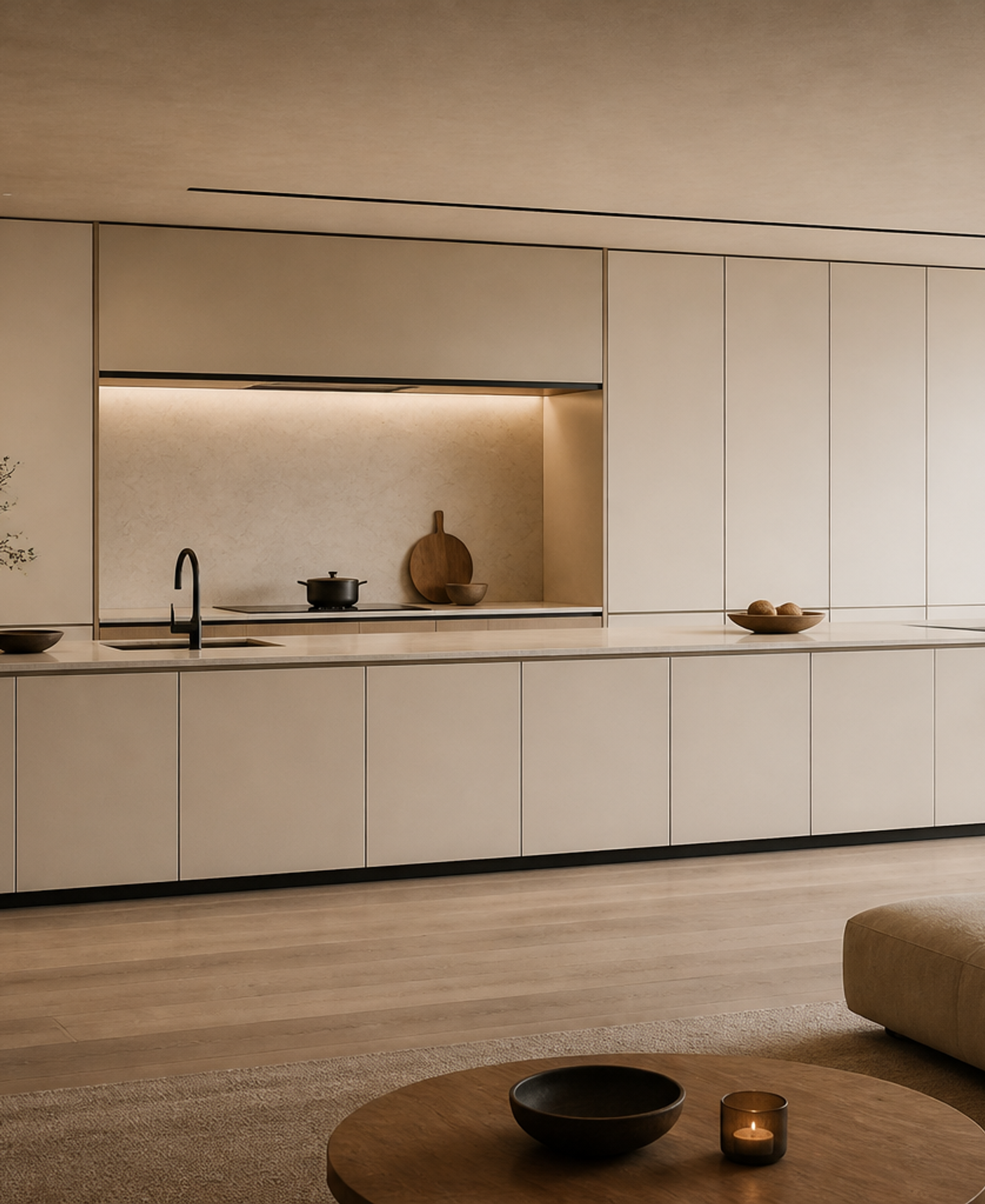 Fadior Solace Kitchen Suite with Craft Island Horizon — 304 stainless steel kitchen system, front view