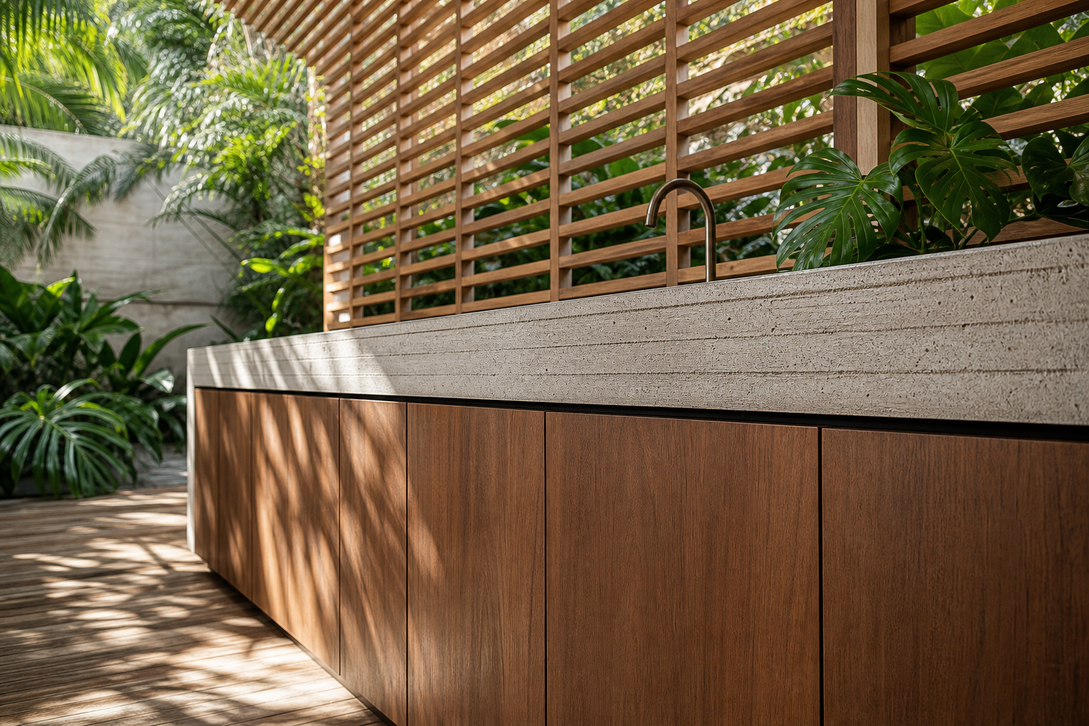 Fadior Horizon Outdoor Kitchen Suite with Diamond Rinse Terrace Bar — close-up of stainless steel finish and hardware detail