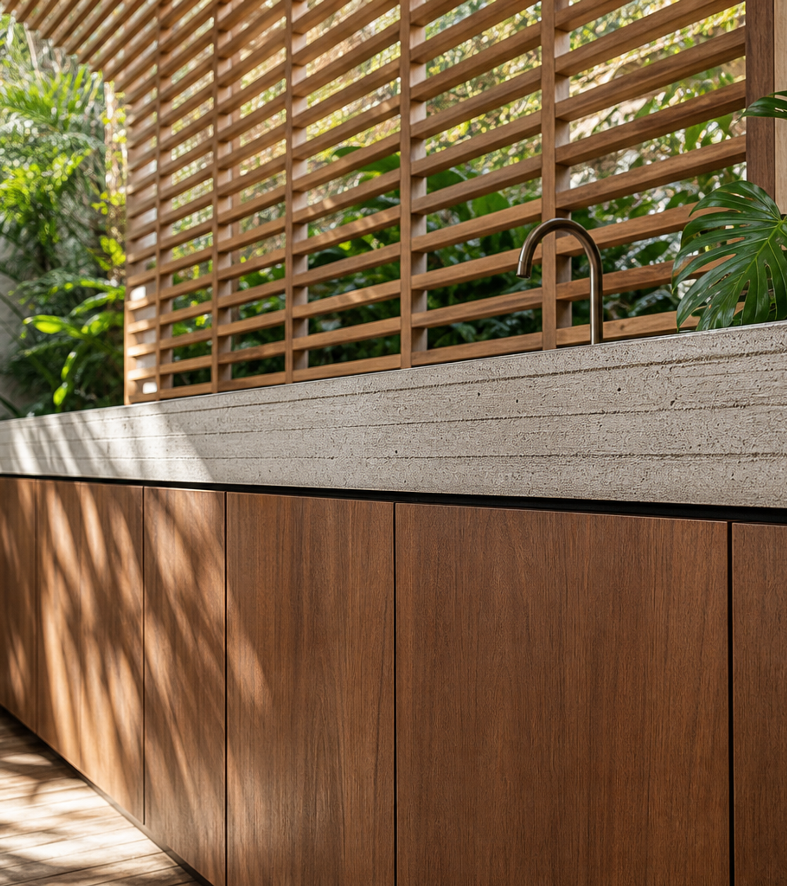 Fadior Horizon Outdoor Kitchen Suite with Diamond Rinse Terrace Bar — close-up of stainless steel finish and hardware detail