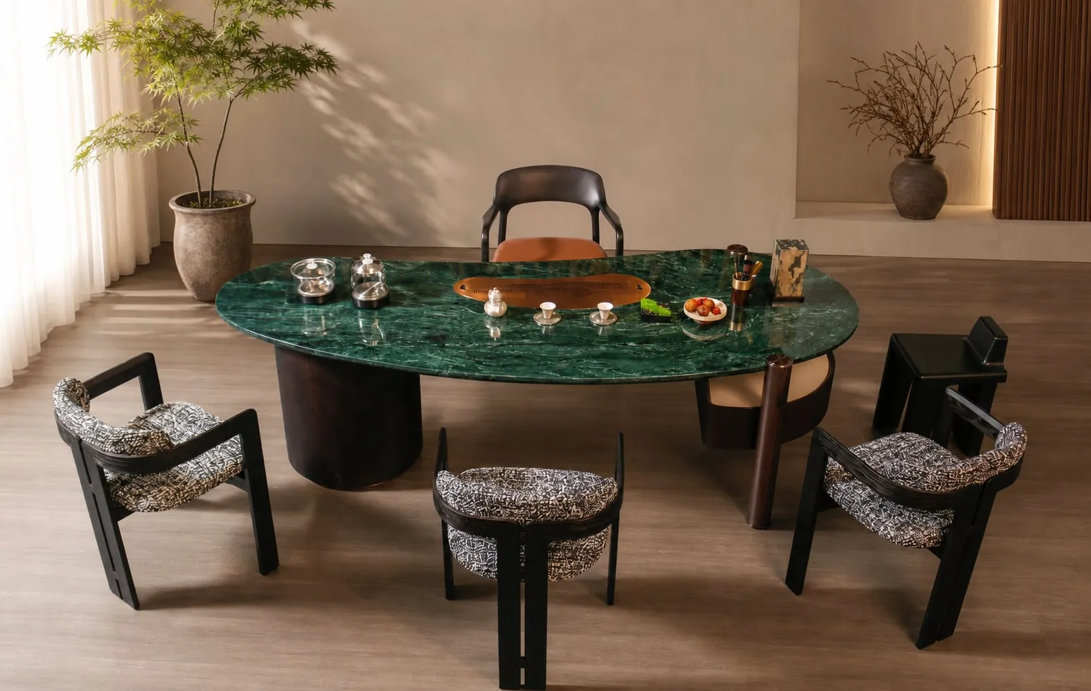 Pebble-Top Marble Tea Table 2400×1070×700 mm