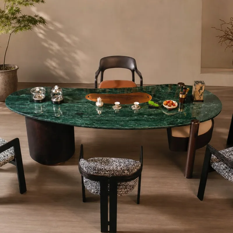 Pebble-Top Marble Tea Table 2000×1070×700 mm