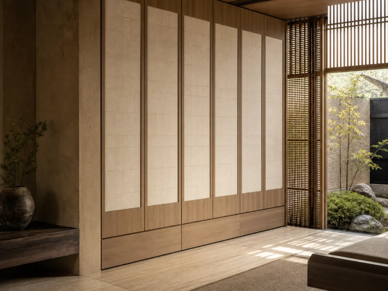 Fadior Canopy Wardrobe Suite with Raw Cypress Dressing Alcove - custom 304 stainless steel wardrobe or walk-in closet with lighting, hanging, drawer storage, and residential finishes