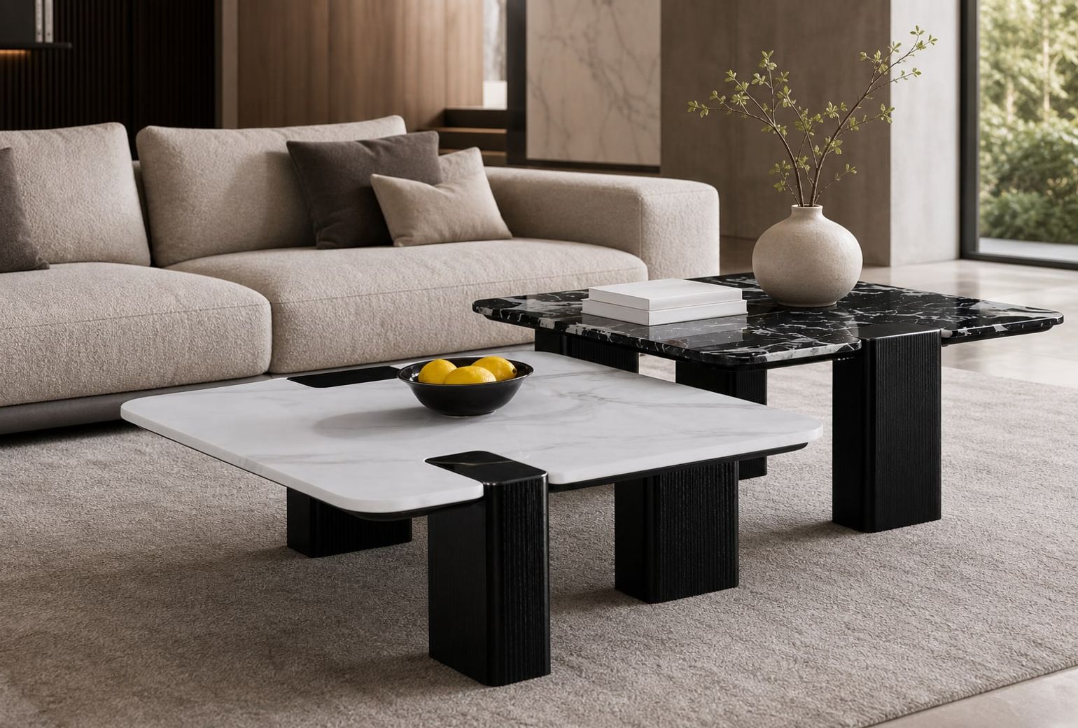 Stone-Top Coffee Table (Marble) styled in a FADIOR HOME interior setting