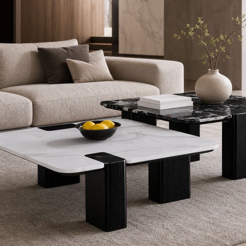 Stone-Top Coffee Table (Marble) styled in a FADIOR HOME interior setting
