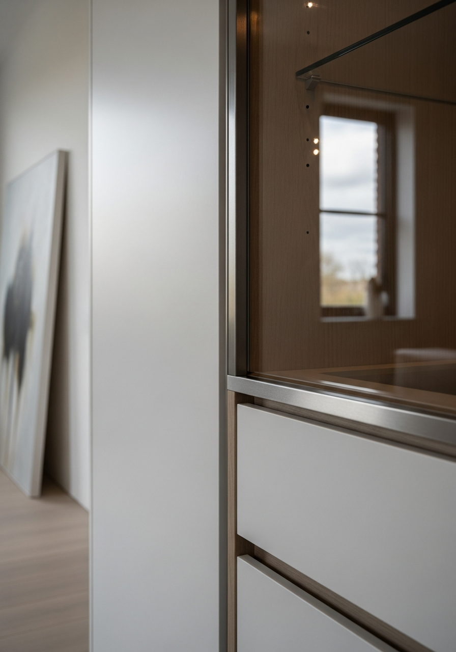 Fadior Brera Wardrobe Suite — close-up of stainless steel finish and hardware detail