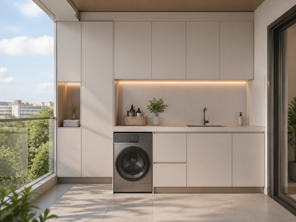 Fadior Aurora Balcony Suite with Lantern Utility Horizon — 304 stainless steel balcony system, front view