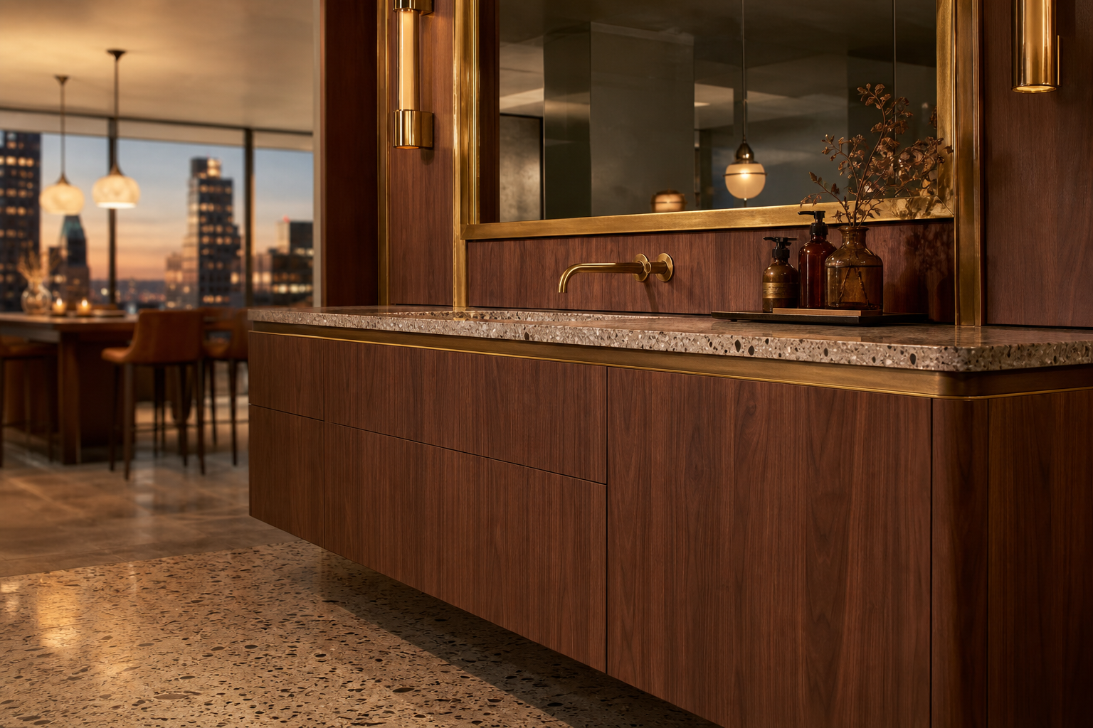 Fadior Alcove Modular Basin Datum Wall — close-up of stainless steel finish and hardware detail